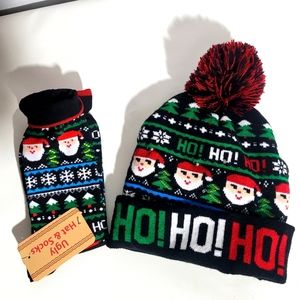 NWT UGLY CHRISTMAS Hat and Socks. Hat lights up!